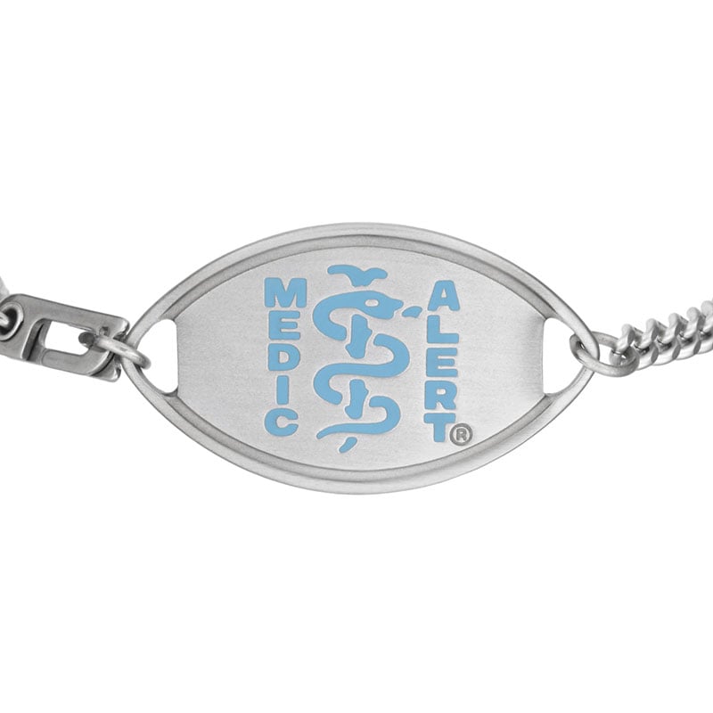 Classic Medical ID Bracelet, Light Blue Steel, large image number 1