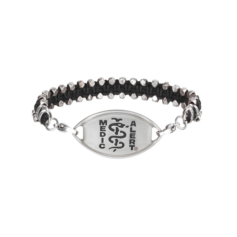 Woven Medical ID Bracelet, Black, large image number 0