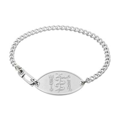 Classic Petite Embossed Medical ID Bracelet Stainless Steel