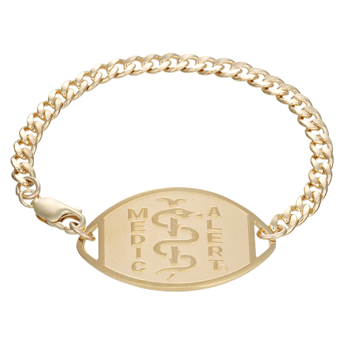Classic Large Embossed Medical ID Bracelet 10k Gold
