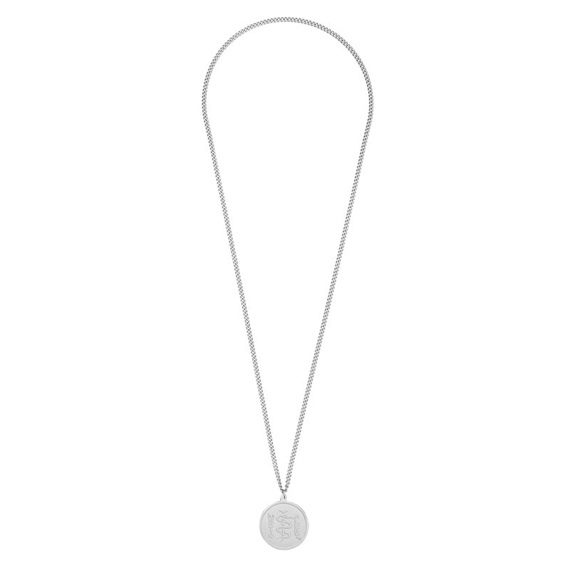Classic Embossed Medical ID Necklace Stainless Steel, Silver, large image number 1