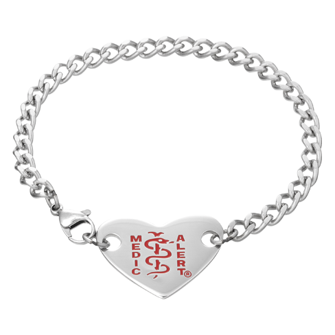 Classic Heart Medical ID Bracelet Stainless Steel