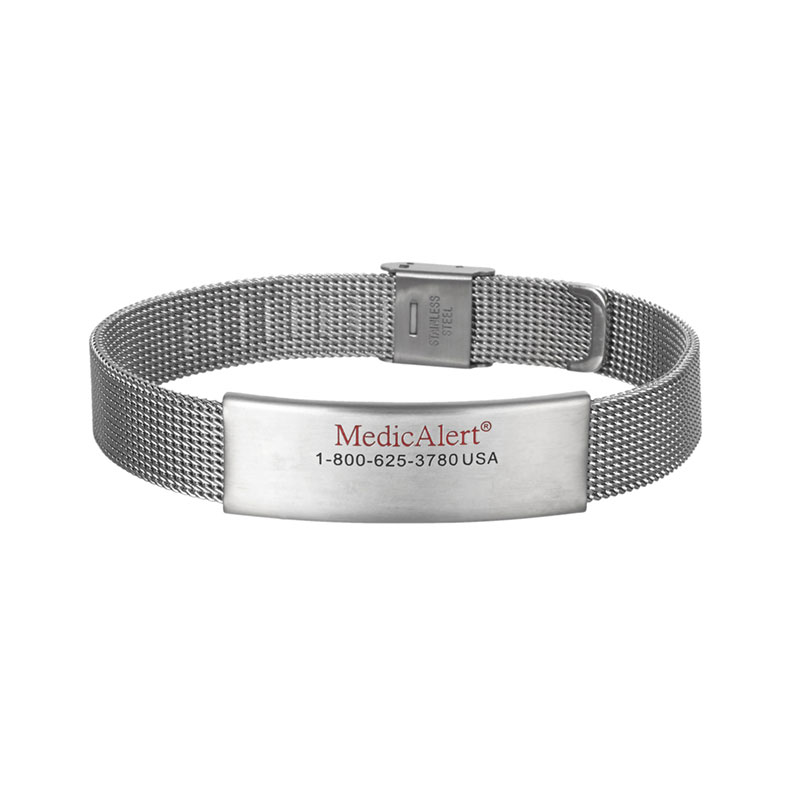 Mesh Chain Medical ID Bracelet Stainless Steel, Silver, large image number 0