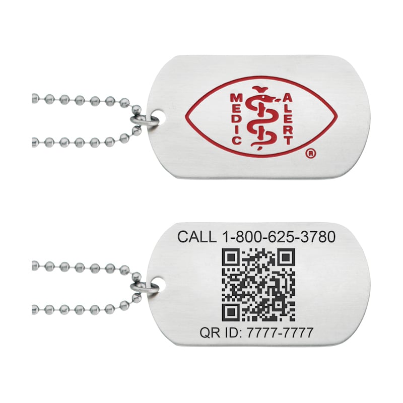 QR Code Dog Tag Medical ID Necklace, Silver, large image number 0