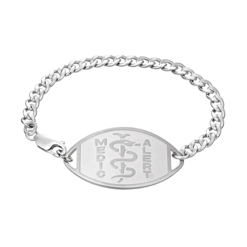Classic Large Embossed Medical ID Bracelet Sterling Silver