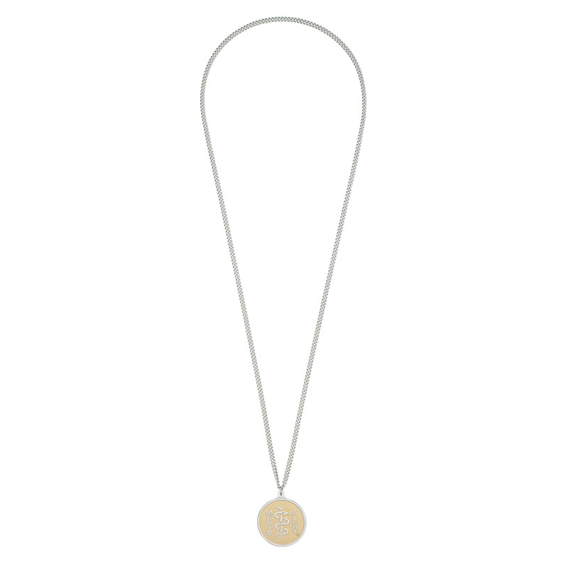 Classic Embossed Medical ID Necklace Two-Tone, Silver Gold, large image number 1