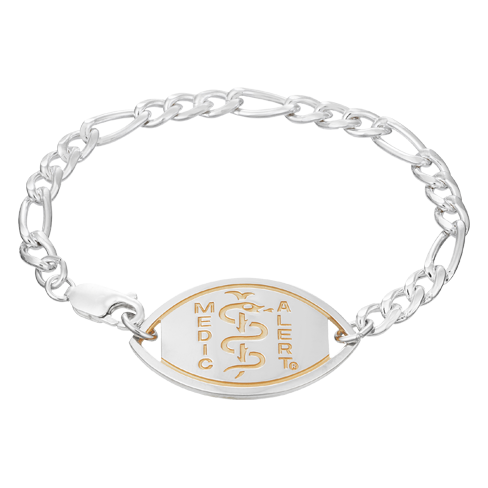 Figaro Medical ID Bracelet Sterling Silver