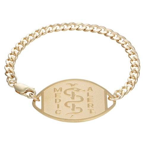 Classic Large Embossed Medical ID Bracelet 10k Gold