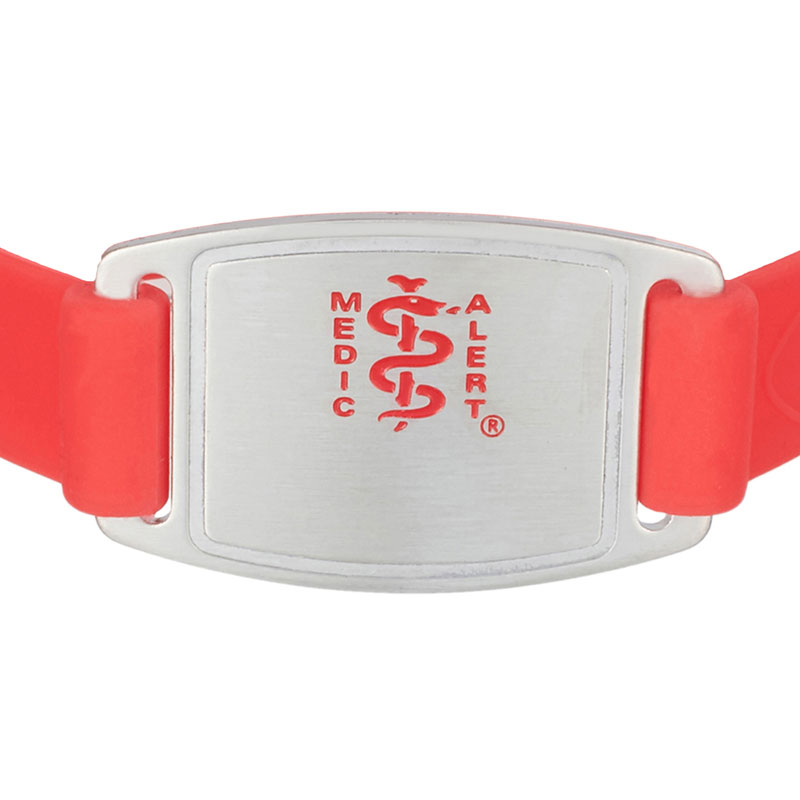 Sport Silicone Medical ID Bracelet, Red Silicone, large image number 1
