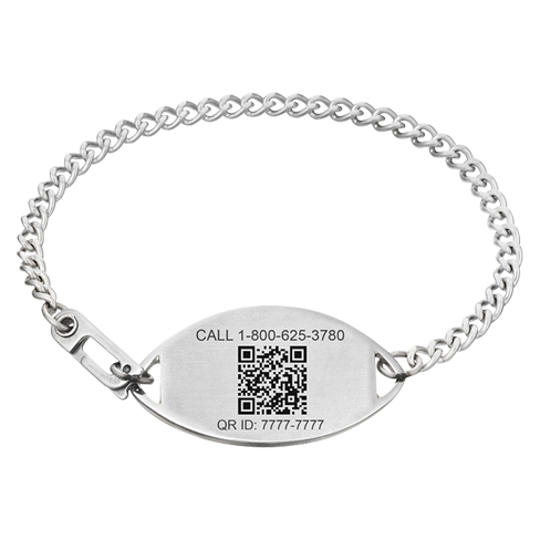 QR Code Embossed Medical ID Bracelet Stainless Steel