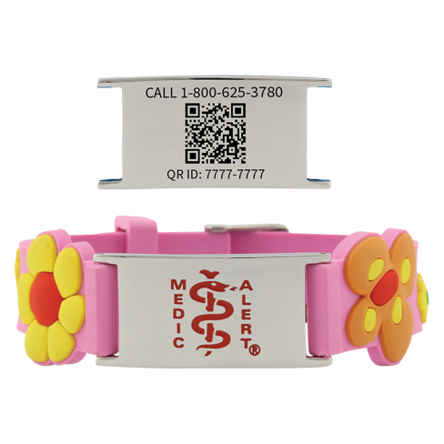 QR Code Child Titanium Medical ID Bracelet Pink, Pink, large image number 0