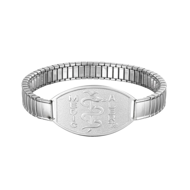 Stretch Band Large Medical ID Bracelet, Silver, large image number 0