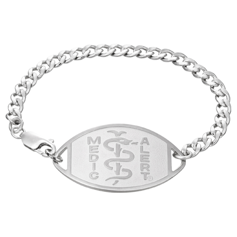 Classic Embossed Medical ID Bracelet Sterling Silver