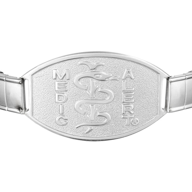 Stretch Band Large Medical ID Bracelet, Silver, large image number 1