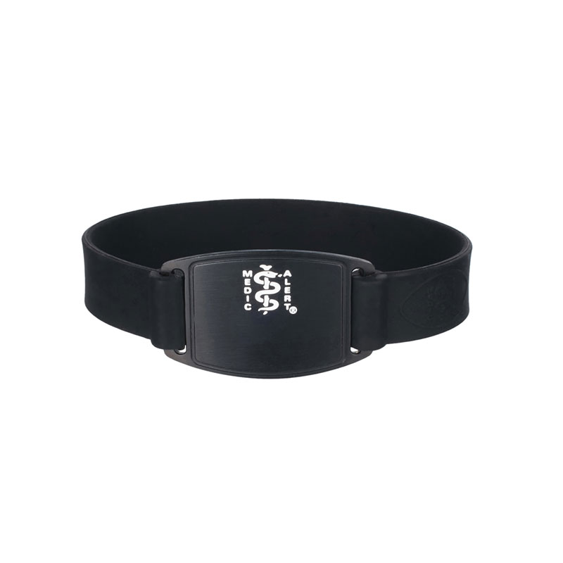 Sport Silicone Midnight Medical ID Bracelet, Black, large image number 0