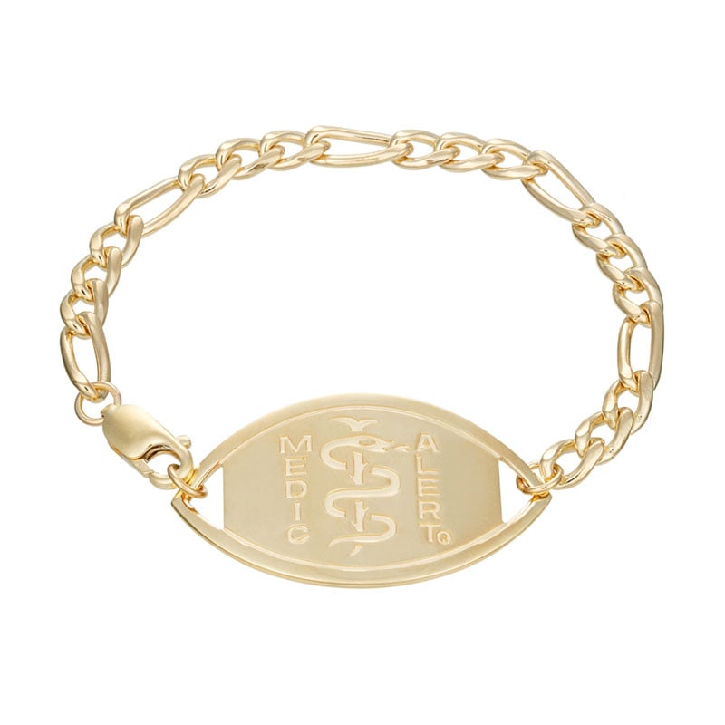 Figaro Large Medical ID Bracelet 14k Gold, Gold, large image number 0