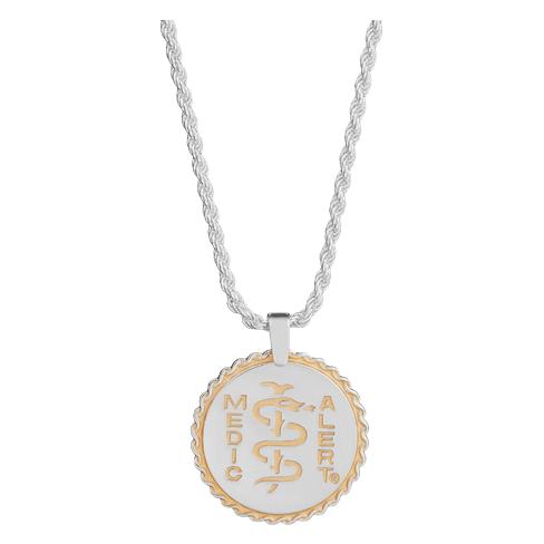 French Elite Medical ID Necklace Sterling Silver