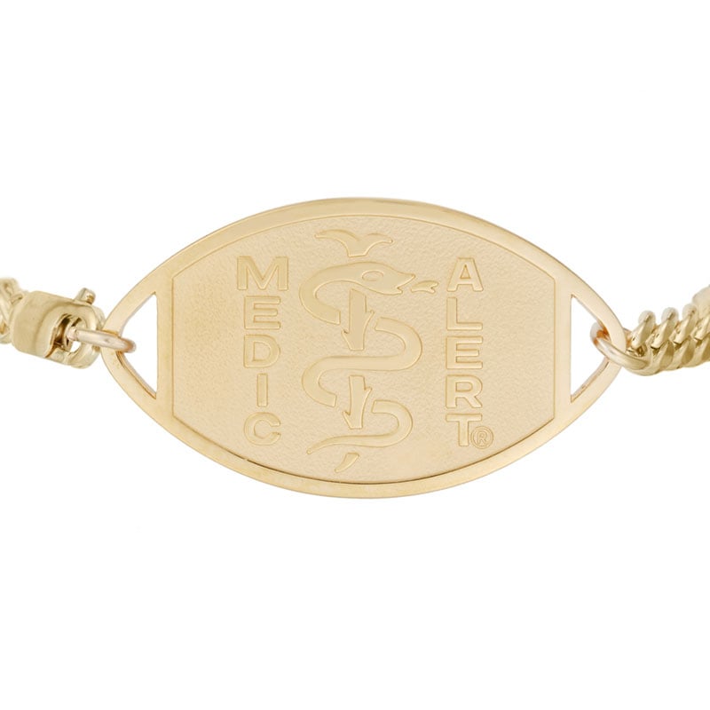 Classic Large Embossed Medical ID Bracelet 10k Gold, Gold, large image number 1