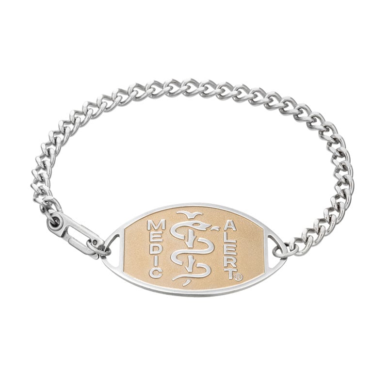 Classic Large Embossed Medical ID Bracelet, Silver Gold, large image number 0