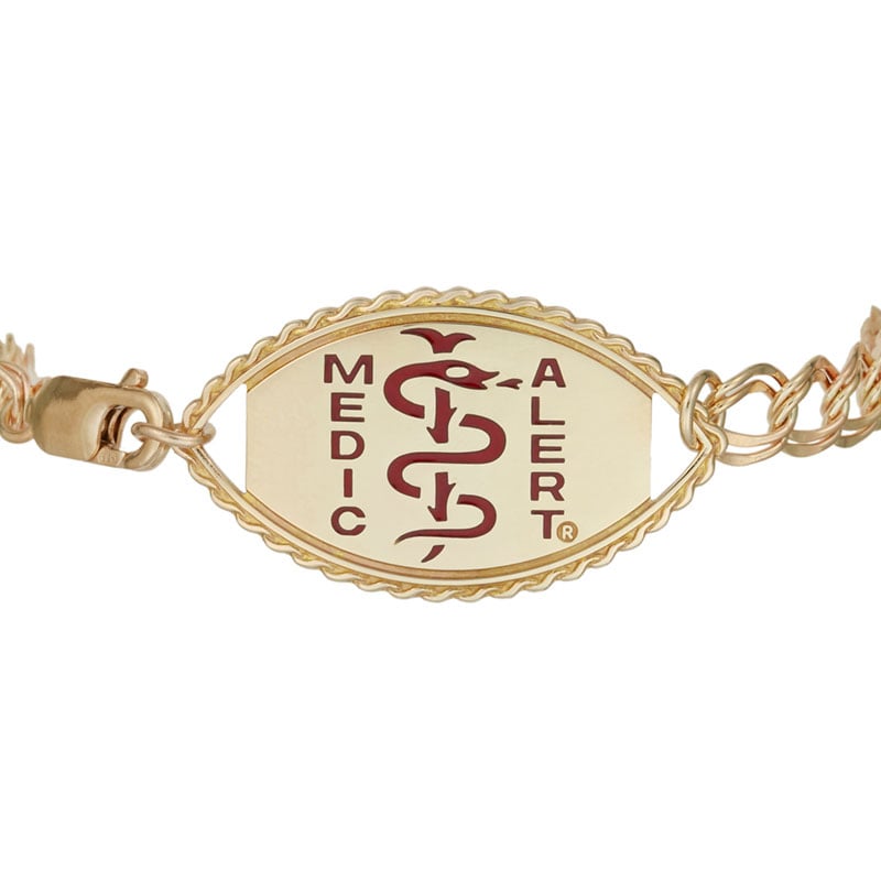 Santa Rosa Elite Medical ID Bracelet 14k Gold, Red/Gold, large image number 1