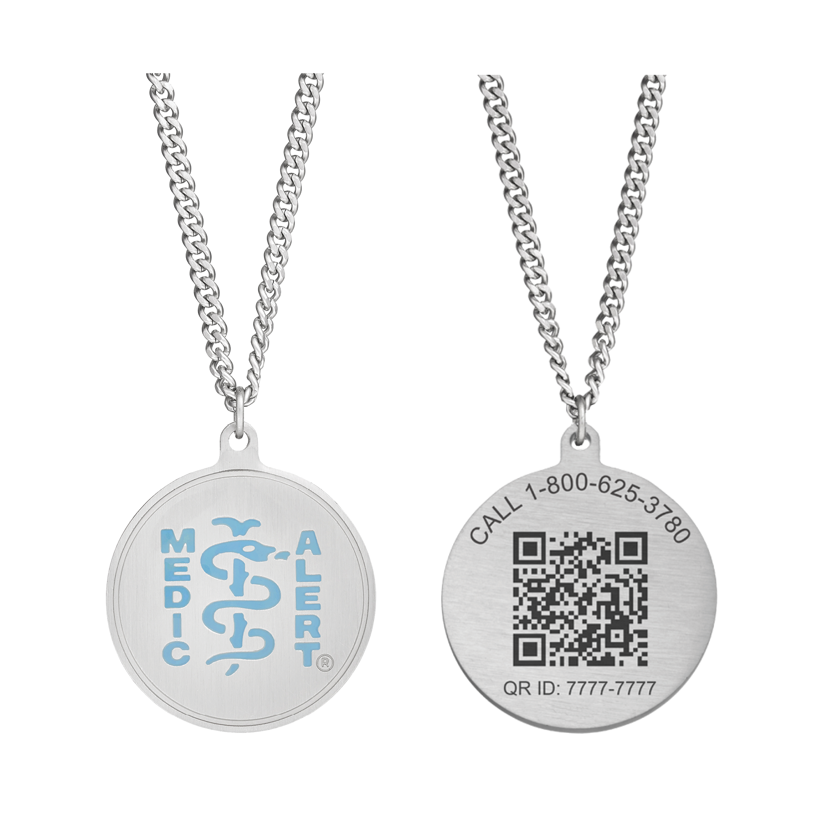 QR Code Classic Medical ID Necklace, Light Blue, large image number 0