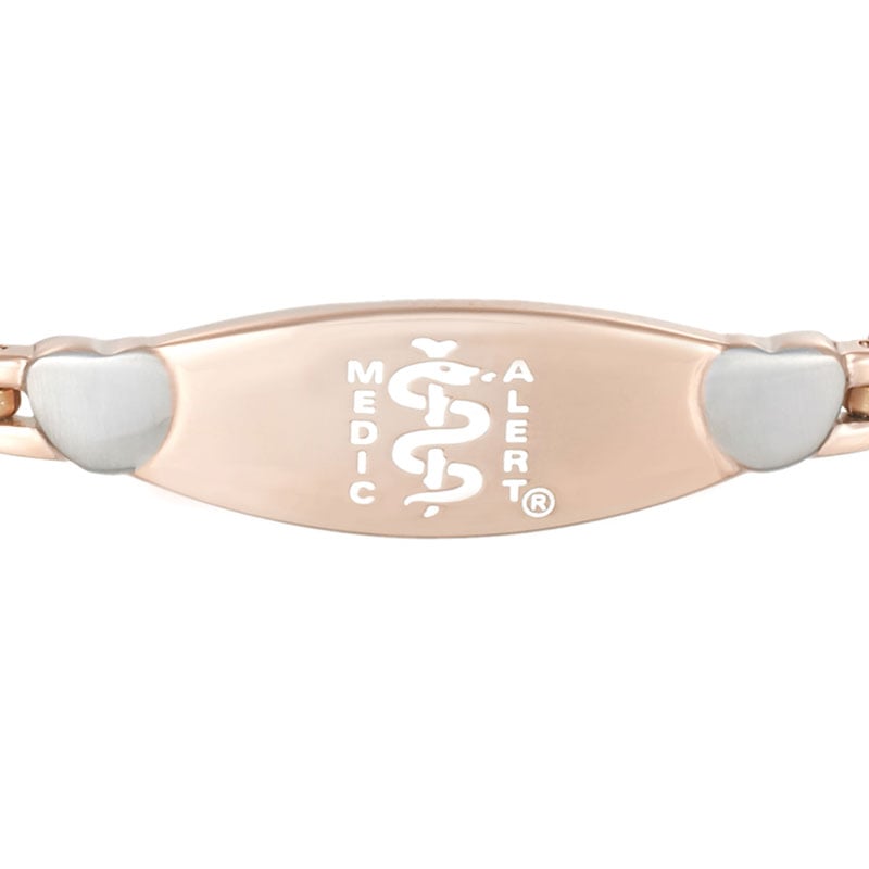 Twin Heart Medical ID Bracelet Rose Gold, Rose Gold, large image number 1
