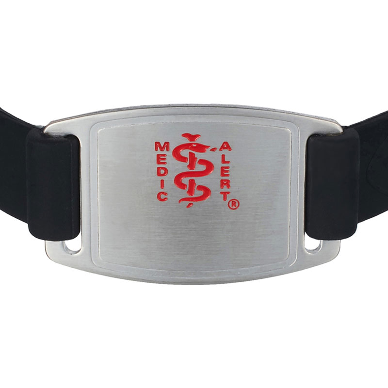 Sport Silicone Medical ID Bracelet Black, Black Silicone, large image number 1