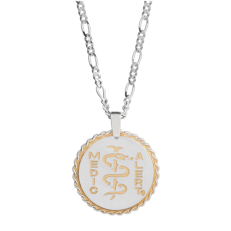 Figaro Elite Medical ID Necklace Sterling Silver, Silver Gold, large image number 0