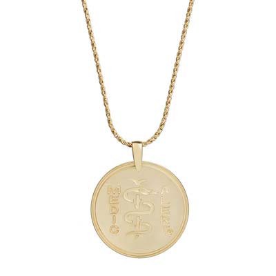 French Rope Medical ID Necklace 14k Gold