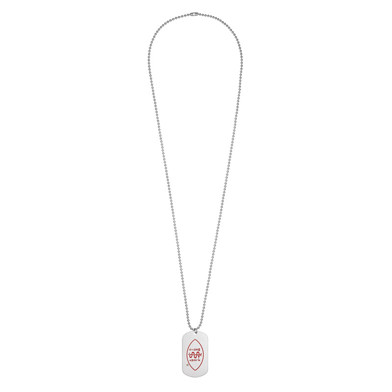 Dog Tag Medical ID Necklace Stainless Steel, Red Silver, large image number 1