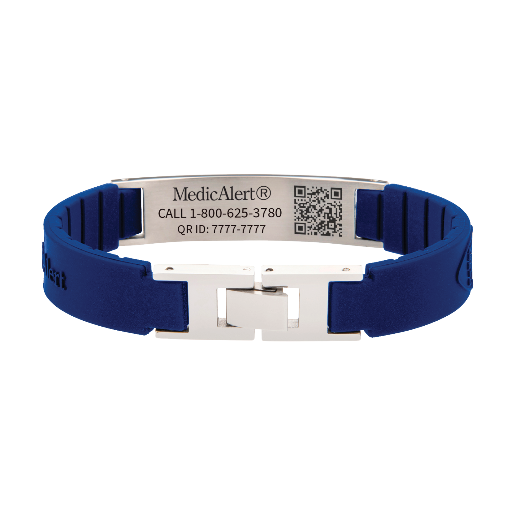 QR Code Elite Silicone Medical ID Bracelet, Blue, large image number 1