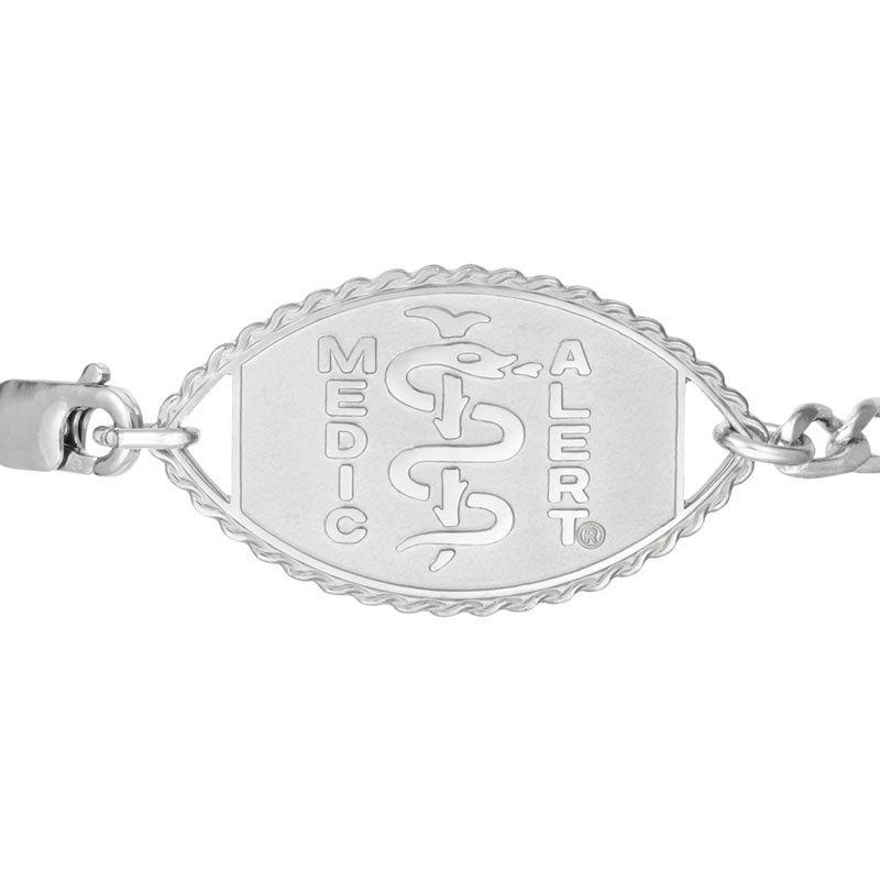 Figaro Classic Medical ID Bracelet Sterling Silver, Silver, large image number 1