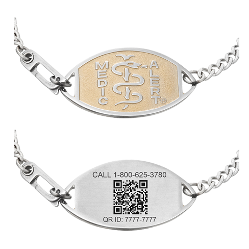 QR Code Embossed Medical ID Bracelet Two-Tone