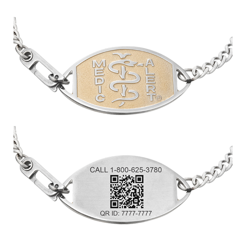 QR Code Embossed Medical ID Bracelet Two-Tone