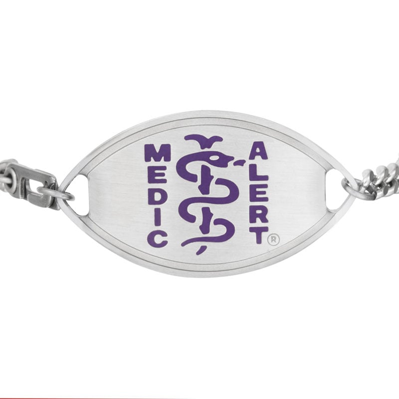 Classic Large Medical ID Bracelet Purple, Purple Steel, large image number 1