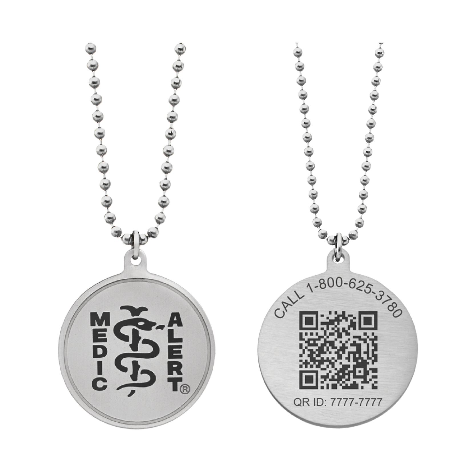 QR Code Classic Ball Chain Medical ID Necklace - Black, Black, large image number 0