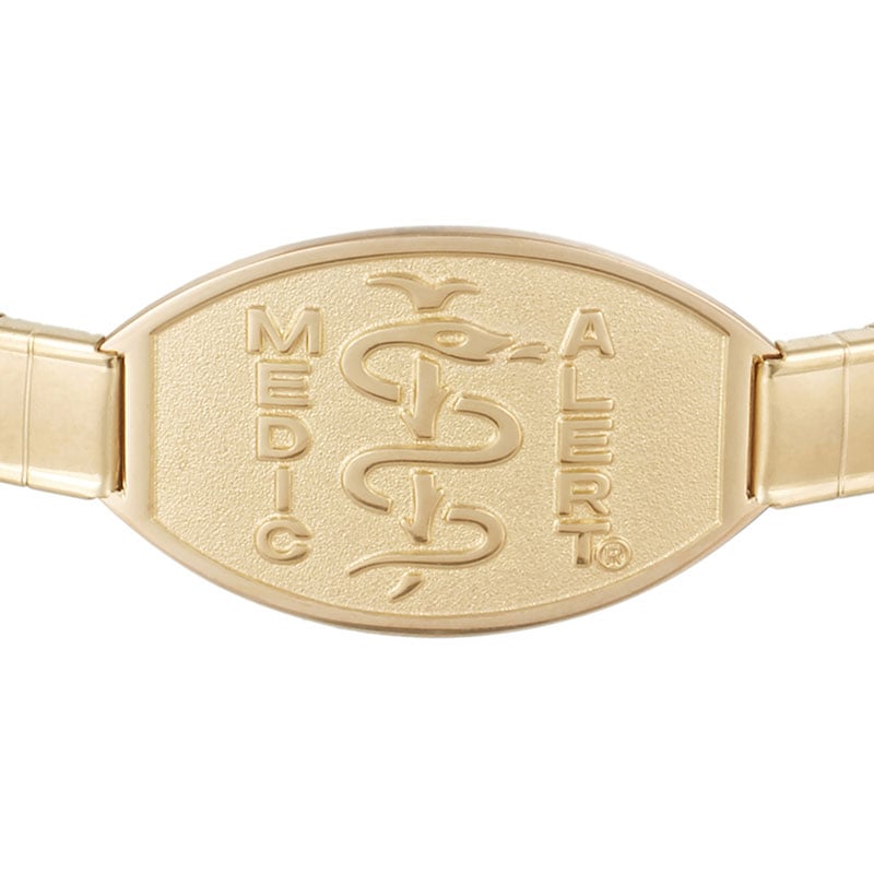 Stretch Band Large Medical ID Bracelet, Gold, large image number 1