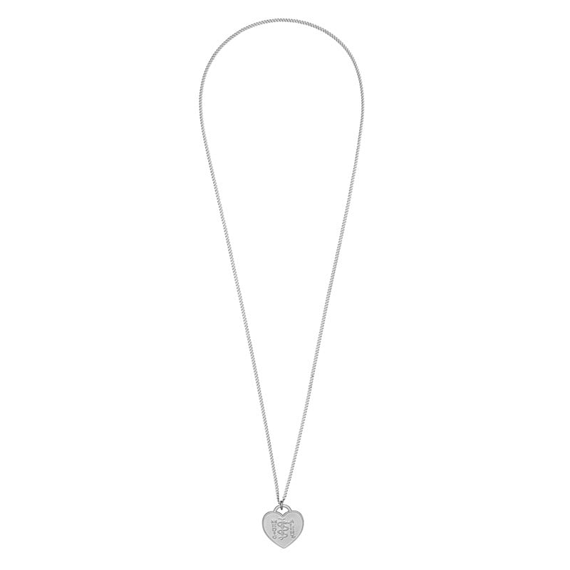 Classic Heart Charm Medical ID Necklace Sterling Silver, Silver, large image number 1