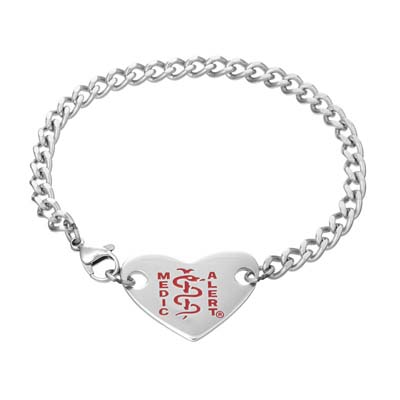 Classic Heart Medical ID Bracelet Stainless Steel