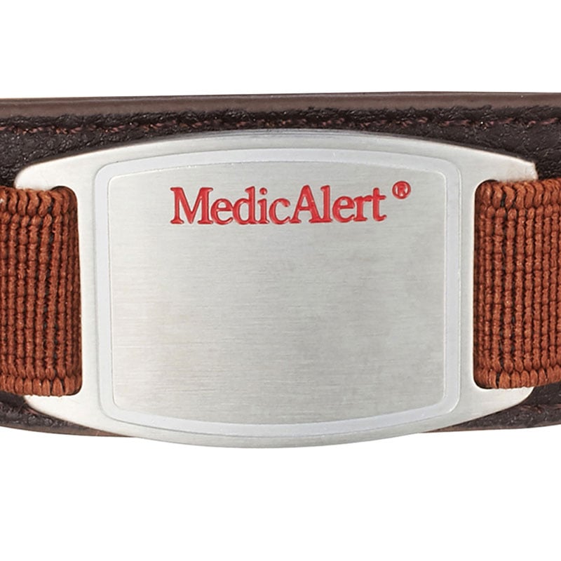 Leather Medical ID Bracelet Brown, Brown, large image number 1