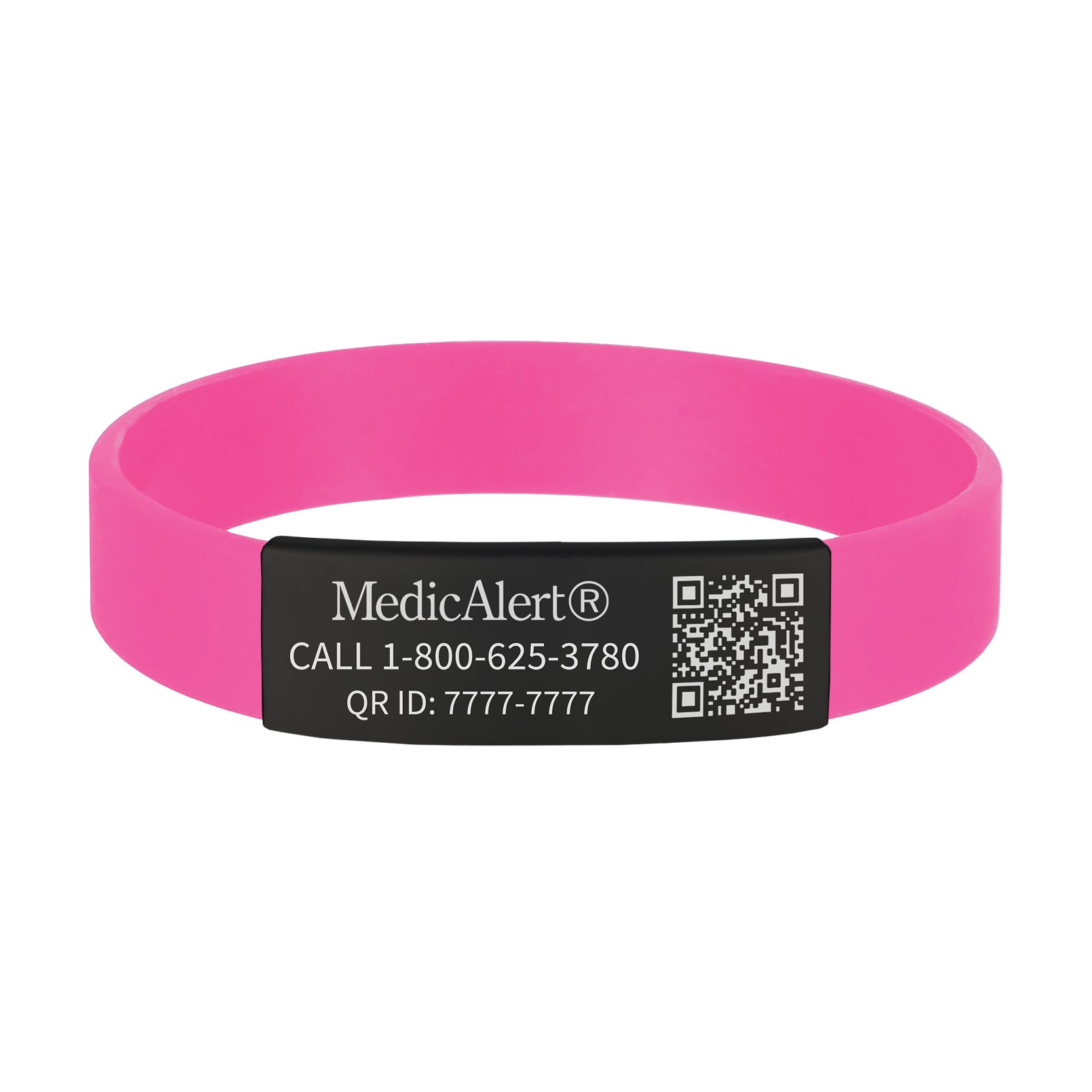 QR Code Silicone Medical ID Band Pink, Pink, large image number 0
