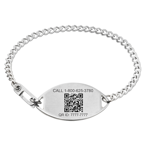 QR Code Embossed Medical ID Bracelet Stainless Steel
