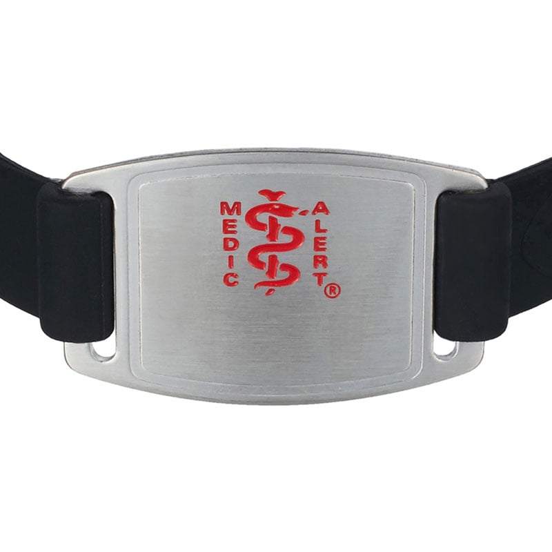Sport Silicone Medical ID Bracelet Black, Black Silicone, large image number 1