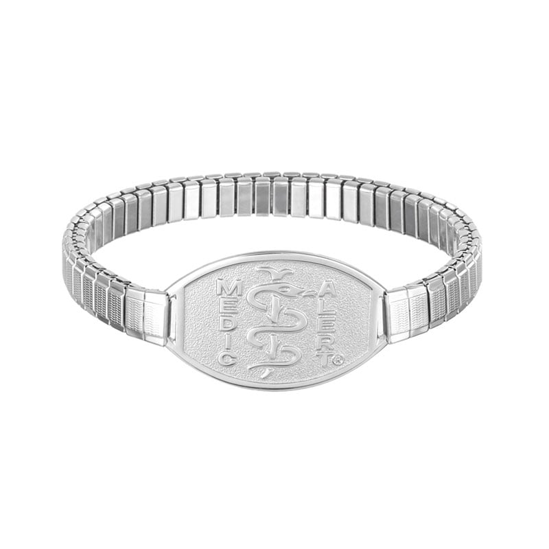 Stretch Band Medical ID Bracelet, Silver, large image number 0