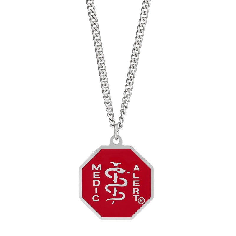 Standard Medical ID Necklace, Red Silver, large image number 0