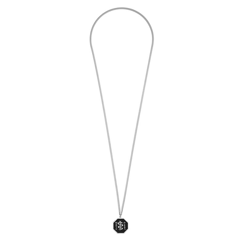 Standard Medical ID Necklace, Black Silver, large image number 1