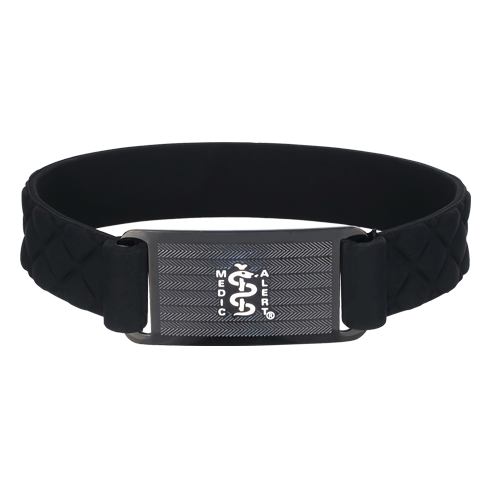 Sport Silicone Quilted Midnight Medical ID Bracelet