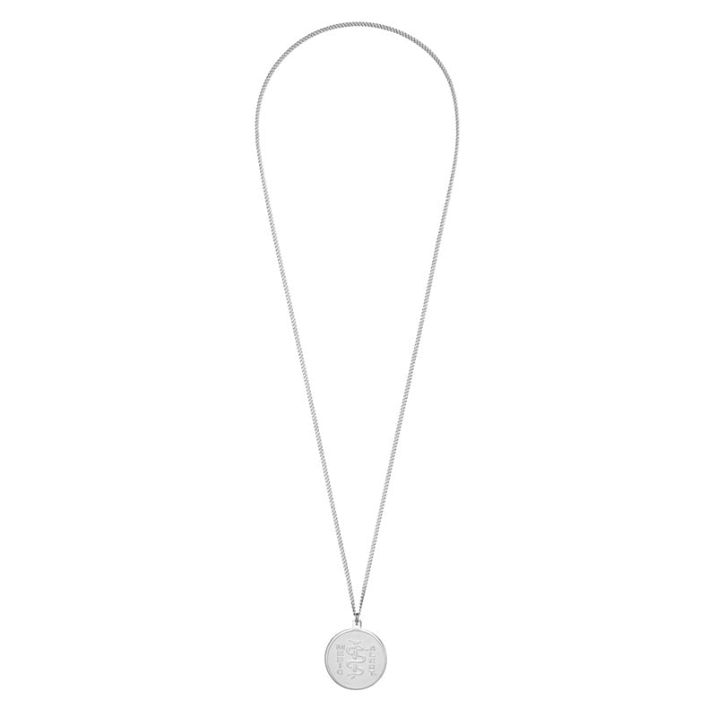 Classic Embossed Medical ID Necklace Sterling Silver, Silver, large image number 1