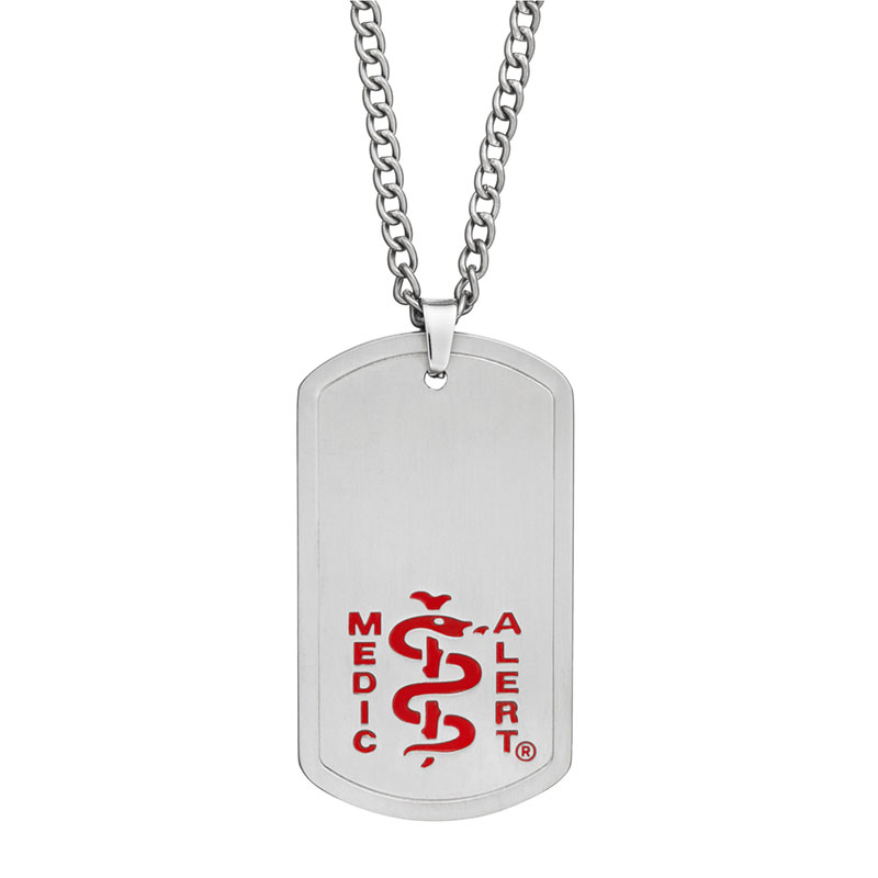 Dog Tag Titanium Medical ID Necklace Red, Red Steel, large image number 0