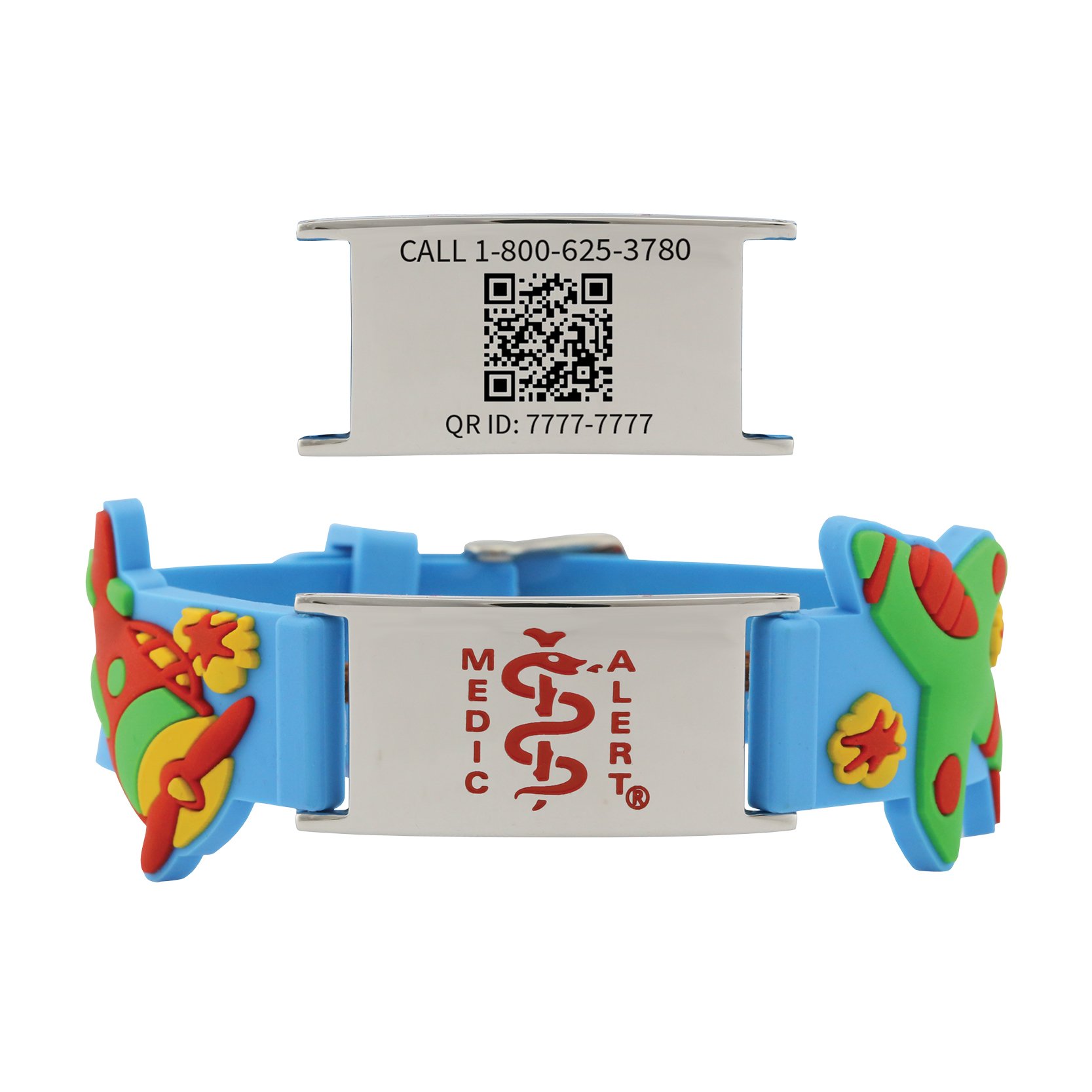 QR Code Child Titanium Medical ID Bracelet Blue, Blue, large image number 0